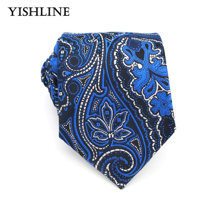 XKB 8CM Classic 100% Silk Men's Tie Fashion Neckties Blues Navy Blue Ties Geometric Men Cravat Business Wedding Party Gravatas