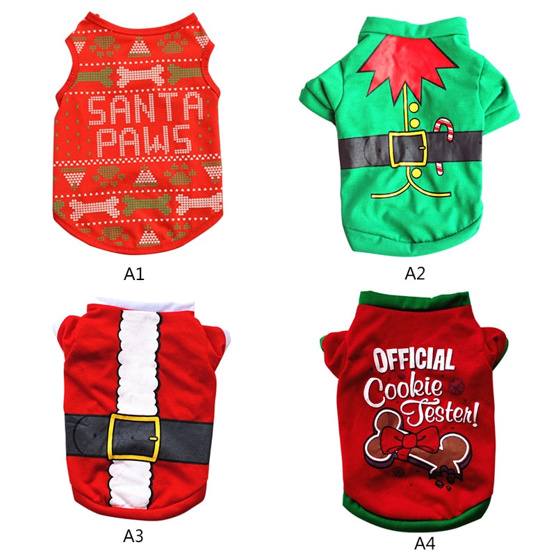 XS/S/M/L Pet Dog Clothes Christmas Costume Cute Cartoon Clothes For Small Dog Cloth Costume Dress Xmas apparel for Kitty Dogs P2