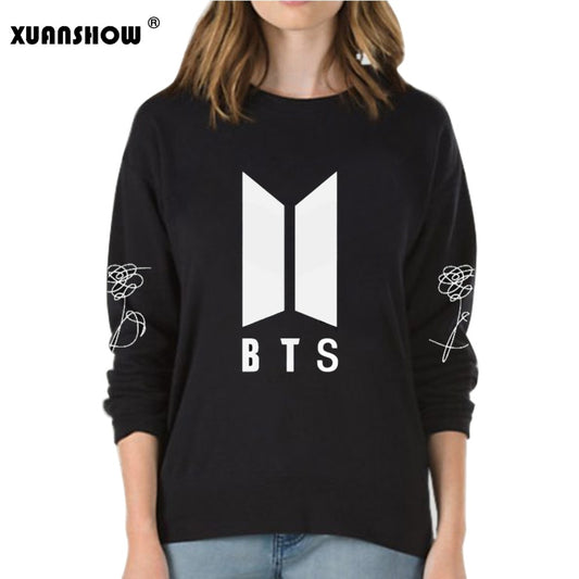 XUANSHOW 2018 New BTS Bangtan Boys Kpop Album Love Yourself Answer Fans Clothing Casual Letters Printed Pullover Tops