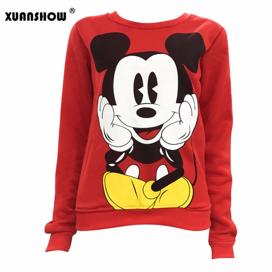 XUANSHOW 2018 Women Sweatshirts Hoodies Character Printed Casual Pullover Cute Jumpers Top Long Sleeve O-Neck Fleece Tops S-XXL