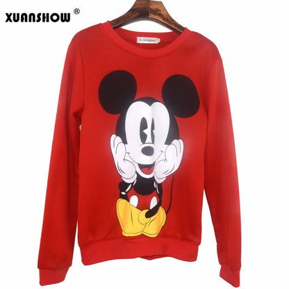 XUANSHOW 2018 Women Sweatshirts Hoodies Character Printed Casual Pullover Cute Jumpers Top Long Sleeve O-Neck Fleece Tops S-XXL