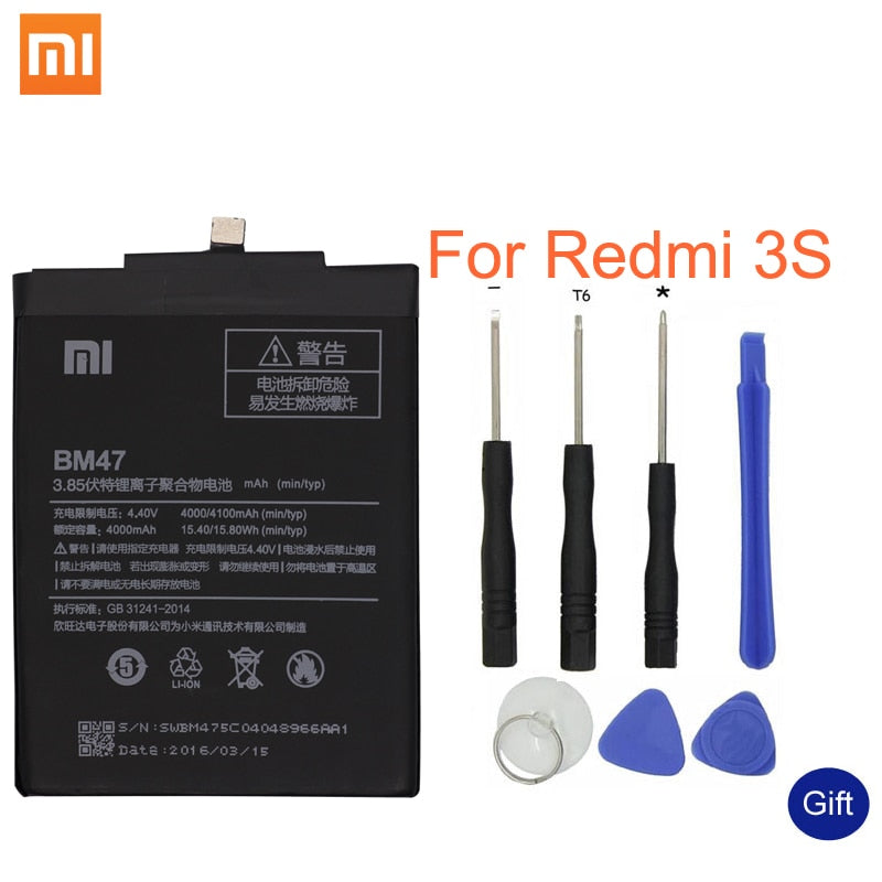 Xiao Mi Original  Redmi 3S Battery BM47 High Quality Large Capacity 4000mAh Battery Replacement For Redmi 3X 4X Hongmi 3 S 4 X