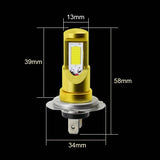 YCCPAUTO Car Front Fog Lights DRL Daytime Running Light H7 LED Bulbs High Power COB 2000LM White Yellow/Amber Auto H 7 Lamp 2Pcs