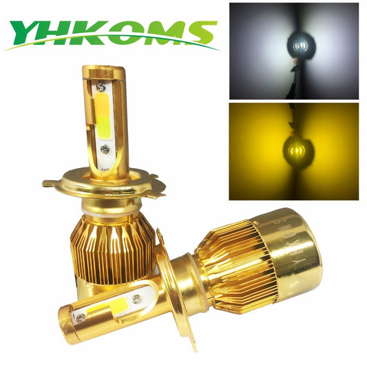 YHKOMS Car Headlight H4 LED H7 LED Bulb 3000K 6000K H1 H3 H8 H11 9005 HB3 9006 HB4 880 881 H27 LED Dual Color Yellow White Light