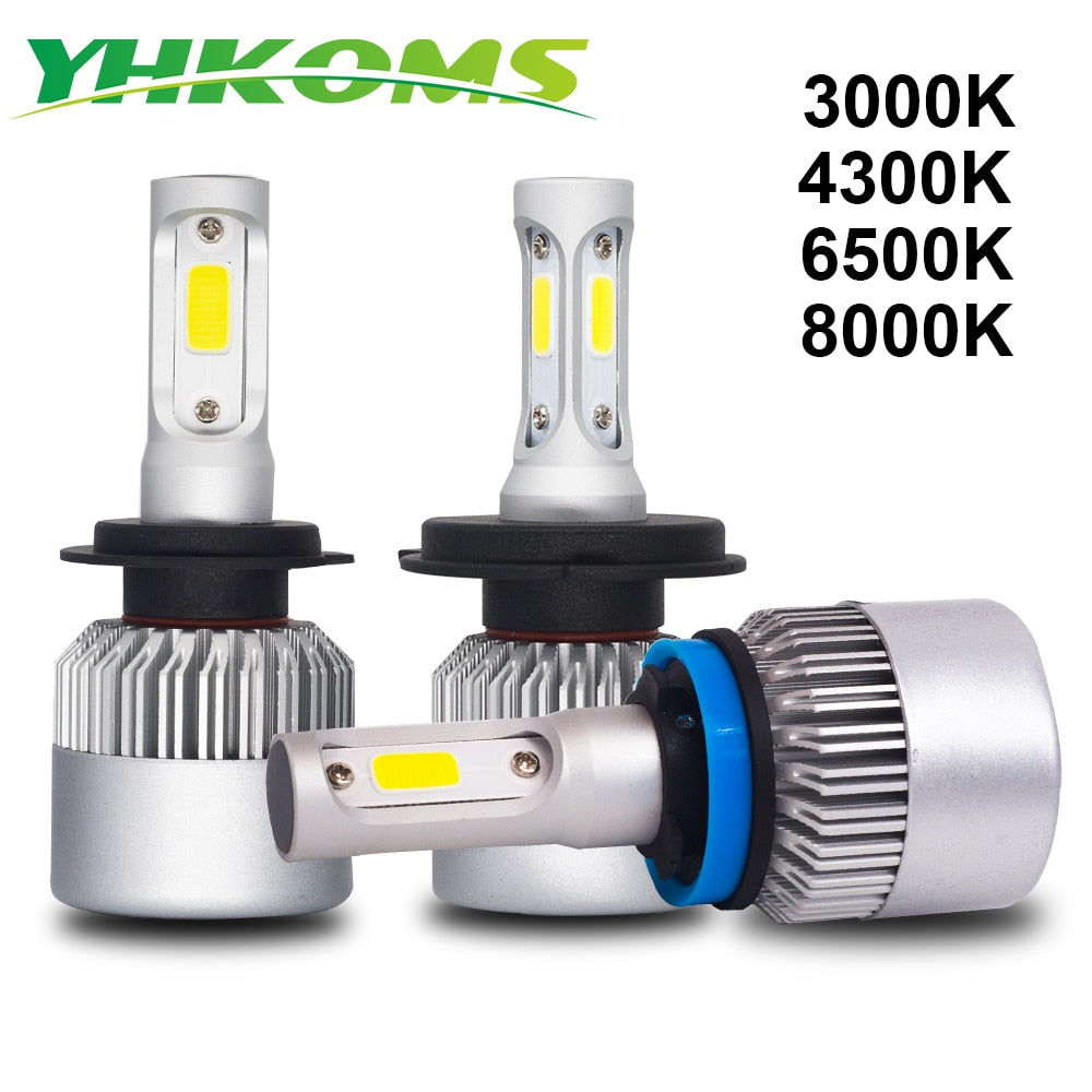 YHKOMS H4 H7 LED H8 H11 H1 H3 9005 9006 880 881 H27 3000K 4300K 6500K 8000K Car Headlight LED Auto Fog Light S2 C0B Headlamp 12V