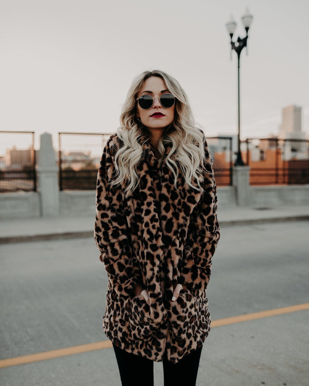 YJSFG HOUSE High quality Luxury Faux Fur coat for Women Coat Winter Warm Fashion Leopard artificial fur Women's Coats Jacket