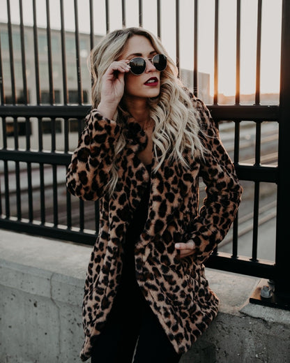 YJSFG HOUSE High quality Luxury Faux Fur coat for Women Coat Winter Warm Fashion Leopard artificial fur Women's Coats Jacket