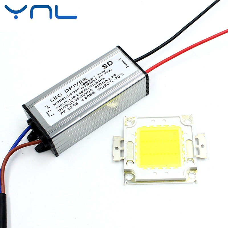 YNL 1Set Real Watt 10W 20W 30W 50W COB LED Integrated Lamp Chip with LED power supply driver For LED Floodlight Spot light