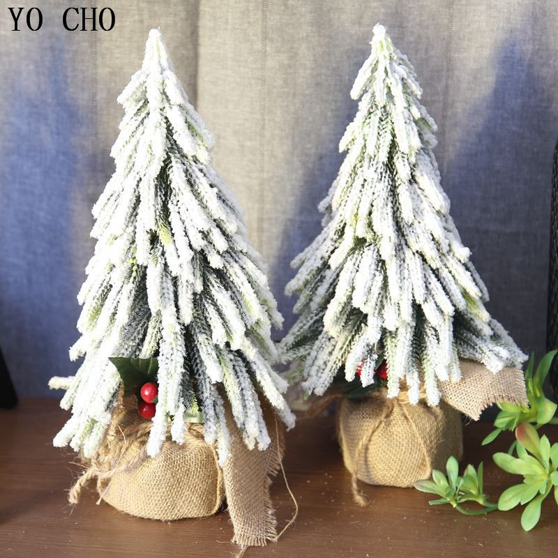 YO CHO Eco-friendly PVC Artificial Plant Berry Christmas Snow Tree Fake Plant For Home Garden Party Decor DIY Xmas Decoration