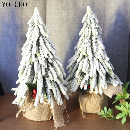 YO CHO Eco-friendly PVC Artificial Plant Berry Christmas Snow Tree Fake Plant For Home Garden Party Decor DIY Xmas Decoration