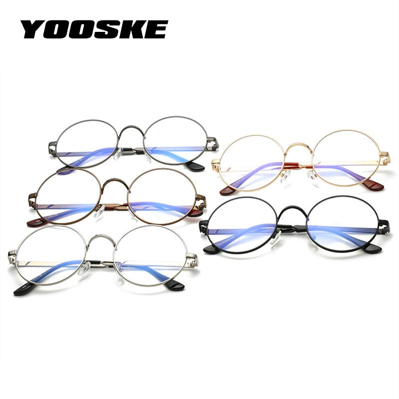 YOOSKE Women Round Glasses Frames Glasses With Clear Lens Men Optical Spectacle Frame Transparent Glasses For Harry Potter