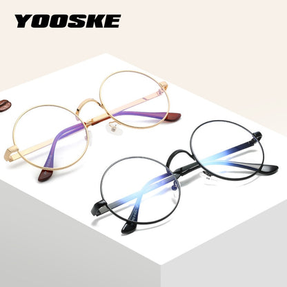 YOOSKE Women Round Glasses Frames Glasses With Clear Lens Men Optical Spectacle Frame Transparent Glasses For Harry Potter