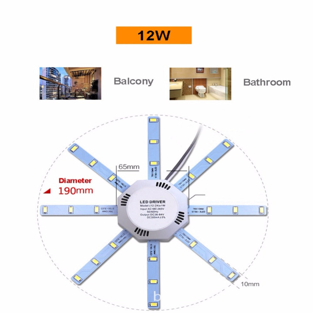 Yard 5730 SMD Energy Saving Lamp 12W 16W 24W PCB Board Modified Light Source Ceil  Lamp Tube 220V LED Bulb Plate Octopus Lights