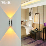 YooE 2W LED Wall Lamp  AC110V/220V Acrylic  Aluminum Indoor Wall Sconce Lighting bedroom LED Wall Light Cold/Warm White /Yellow