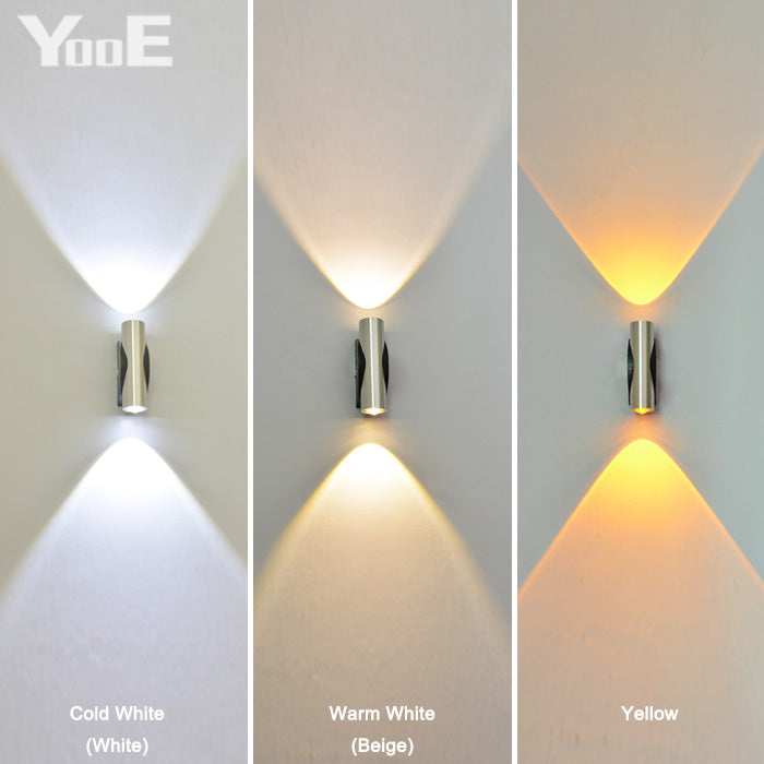 YooE 2W LED Wall Lamp  AC110V/220V Acrylic  Aluminum Indoor Wall Sconce Lighting bedroom LED Wall Light Cold/Warm White /Yellow