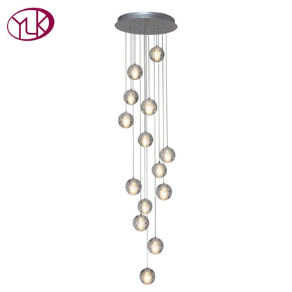 Youlaike Luxury Modern Chandelier Lighting Large Staircase LED Crystal Light Fixtures Polished Steel Hanging Lustre Cristal