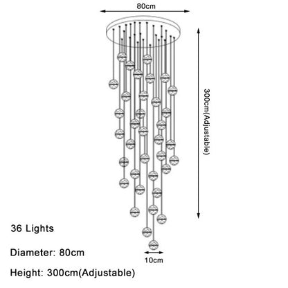 Youlaike Luxury Modern Chandelier Lighting Large Staircase LED Crystal Light Fixtures Polished Steel Hanging Lustre Cristal