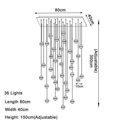 Youlaike Luxury Modern Chandelier Lighting Large Staircase LED Crystal Light Fixtures Polished Steel Hanging Lustre Cristal