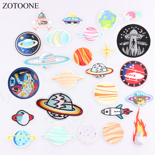 ZOTOONE 1PC Space Flight Embroidery Patch for Clothing Iron on Sew Applique Patch Fabric Badge Garment DIY Apparel Accessories C