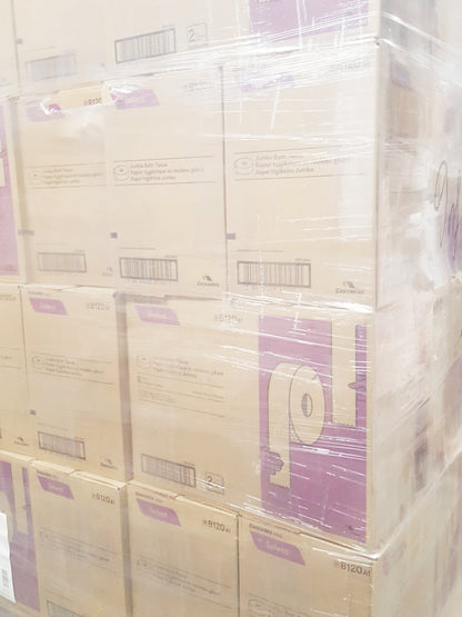 B120 Jumbo Roll Toilet Tissue 12LBS  2 Ply 8Rolls 1 Skid 60 cases