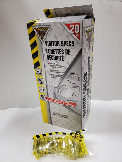 Visitor Specs Clear Over Prescription Glasses 99.9% UV Protection. (Sold Individually)