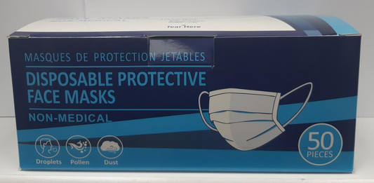 Mask Regular Disposable 3ply masks 50masks per box. CURBSIDE PICK UP AVAILABLE