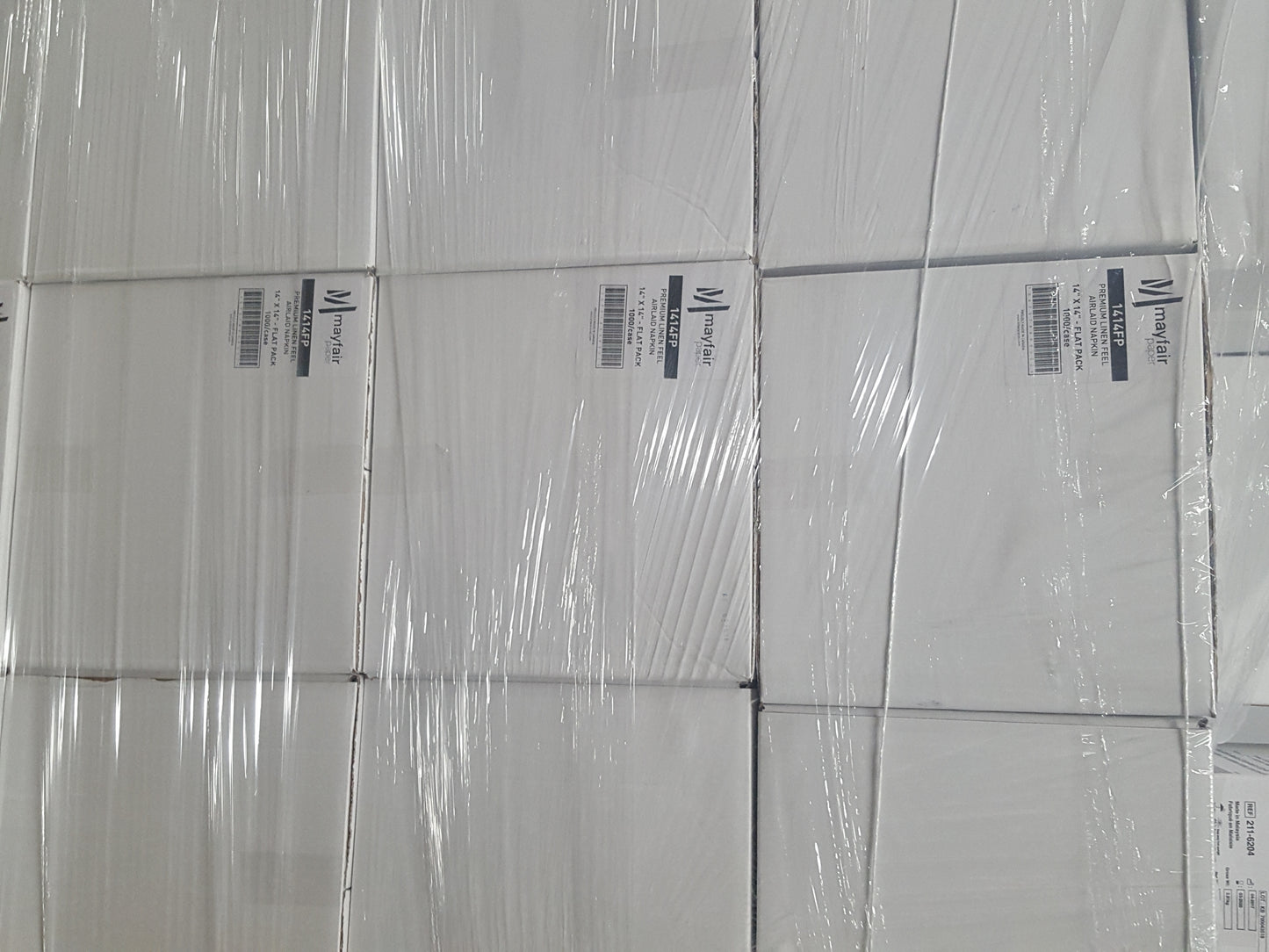 Premium Linen Feel  Napkins Flat Pack 14"x14" 1000/Cs  1Skid 40Cases.