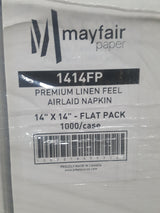 Premium Linen Feel  Napkins Flat Pack 14"x14" 1000/Cs  1Skid 40Cases.