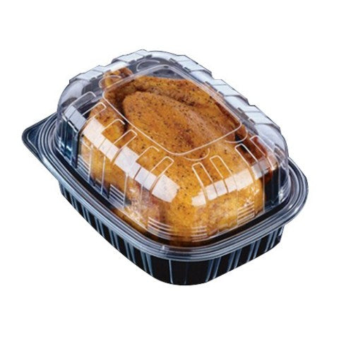 Pactiv Clearview Mealmaster Chicken Roaster Medium Container Black/Clear, 32 oz. | 110/Case. CURBSIDE PICK UP AVAILABLE