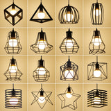 modern cage pendant light iron minimalist retro Scandinavian loft pyramid pendant lamp metal Hanging Lamp E27 Indoor ZDD0050