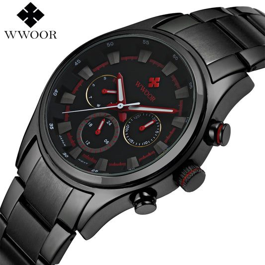 Top Brand Luxury Men Sports Watches Men's Quartz 24 Hours Date Clock Male Waterproof Black Stainless Steel Military Wrist Watch