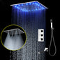 Thermostatic Mixer Shower Luxury LED Panel Shower 304 Stainless Steel Overhead Spa + Rainfall Shower Tap