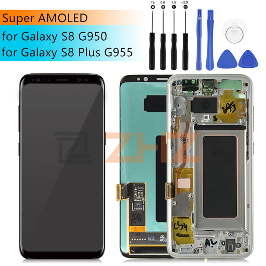 For Samsung Galaxy S8 display G950 S8 Plus G955 touch screen digitizer assembly with frame screen replacement repair parts