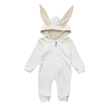 Toddler Baby Romper Hooded Long Sleeve 3D Rabbit Ear Girl Kids Baby Rompers Cotton Jumpsuit New Born Baby Clothes Casual Outfit