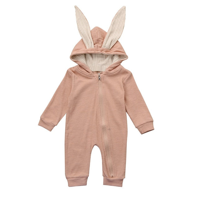 Toddler Baby Romper Hooded Long Sleeve 3D Rabbit Ear Girl Kids Baby Rompers Cotton Jumpsuit New Born Baby Clothes Casual Outfit