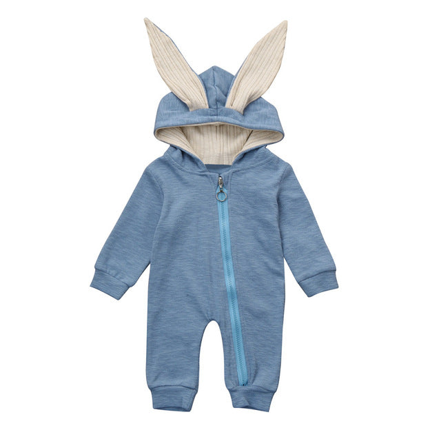 Toddler Baby Romper Hooded Long Sleeve 3D Rabbit Ear Girl Kids Baby Rompers Cotton Jumpsuit New Born Baby Clothes Casual Outfit