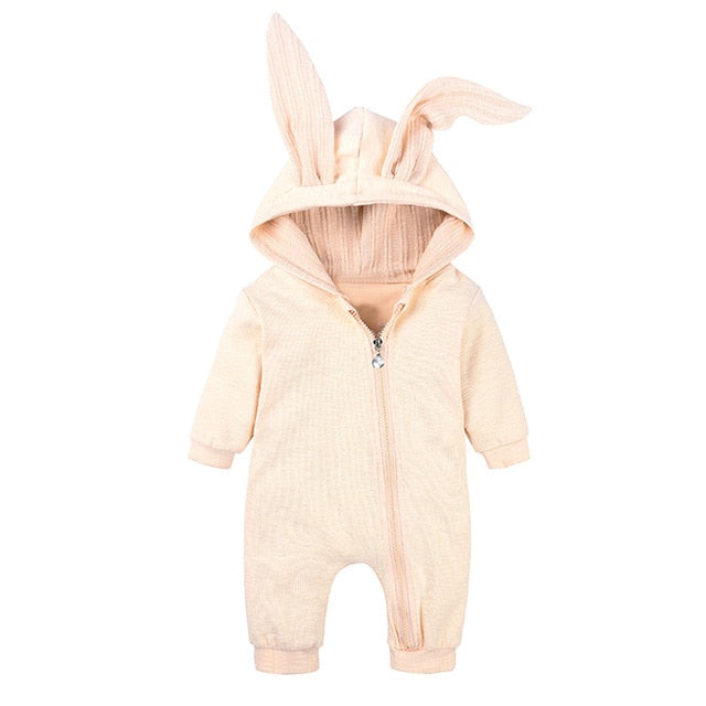 Toddler Baby Romper Hooded Long Sleeve 3D Rabbit Ear Girl Kids Baby Rompers Cotton Jumpsuit New Born Baby Clothes Casual Outfit