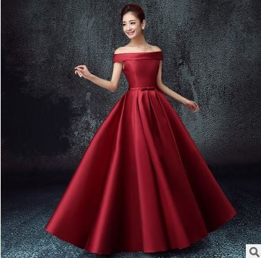 Robe demoiselle d'honneur2019 New Satin Boat Neck Cap Sleeve a Line burgundy turquoise purple royal blue Bridesmaid dresse long