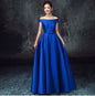 Robe demoiselle d'honneur2019 New Satin Boat Neck Cap Sleeve a Line burgundy turquoise purple royal blue Bridesmaid dresse long