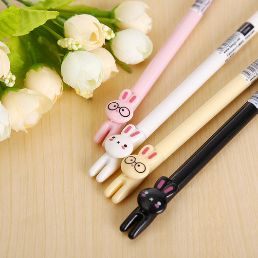 4 pcs/lot cute rabbit gel pen dustproof pen material escolar stationery canetas escolar school office supplies