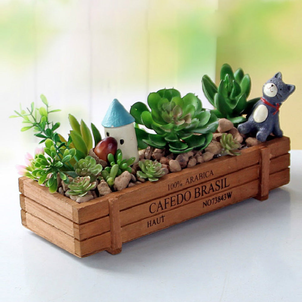 Vintage Garden Supplies Wooden Garden Planter Window Box Trough Pot Succulent Flower Bed Plant Bed Pot for Living Room Office