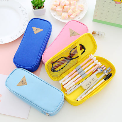 Korean Style Candy Color Brief Canvas Pencil Case Multifunction Stationery Storage Organizer Bag School Supply Escolar Papelaria