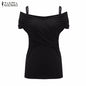 ZANZEA 2016 Summer Women Blouses Sexy Slim Fit Shirts Short Sleeve V Neck Solid Casual Tops Femininos Blusas Plus Size