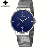 WWOOR Brand Men's Watches Ultra Thin Date Clock Male Waterproof Sports Quartz Men watch Gold Casual Wristwatch relogio masculino