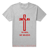 New Summer Style In God We Trust believe  T-shirt Funny Christian T Shirt Men Short Sleeve Top Tees