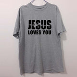 JESUS LOVES YOU Christian Religion Funny T-Shirts Men Brand Clothes Casual Fashion Short Sleeve Men's T Shirt