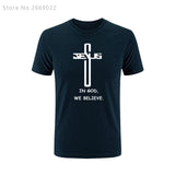 In God We Trust believe T-shirt Funny Christian T Shirt Men Short Sleeve Top Tees New Summer Style