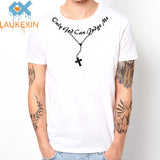 harajuku Top Only God Can Judge Me Christian Cross Rosary Tupac Tattoo Script T shirt Tupac 2 Pac Camiseta Casual Unisex T-Shirt