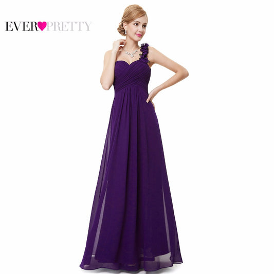 Wedding Bridesmaid Dresses Ever Pretty EP09768 Fashion Women Flower One Shoulder Chiffon Padded Long Bridesmaid Dresses 2018