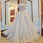 SSYFashion 2017 Vestidos Lace Flower Crystal Beading A-line Wedding Dress The Bride Princess Romantic Banquet Long Formal Dress